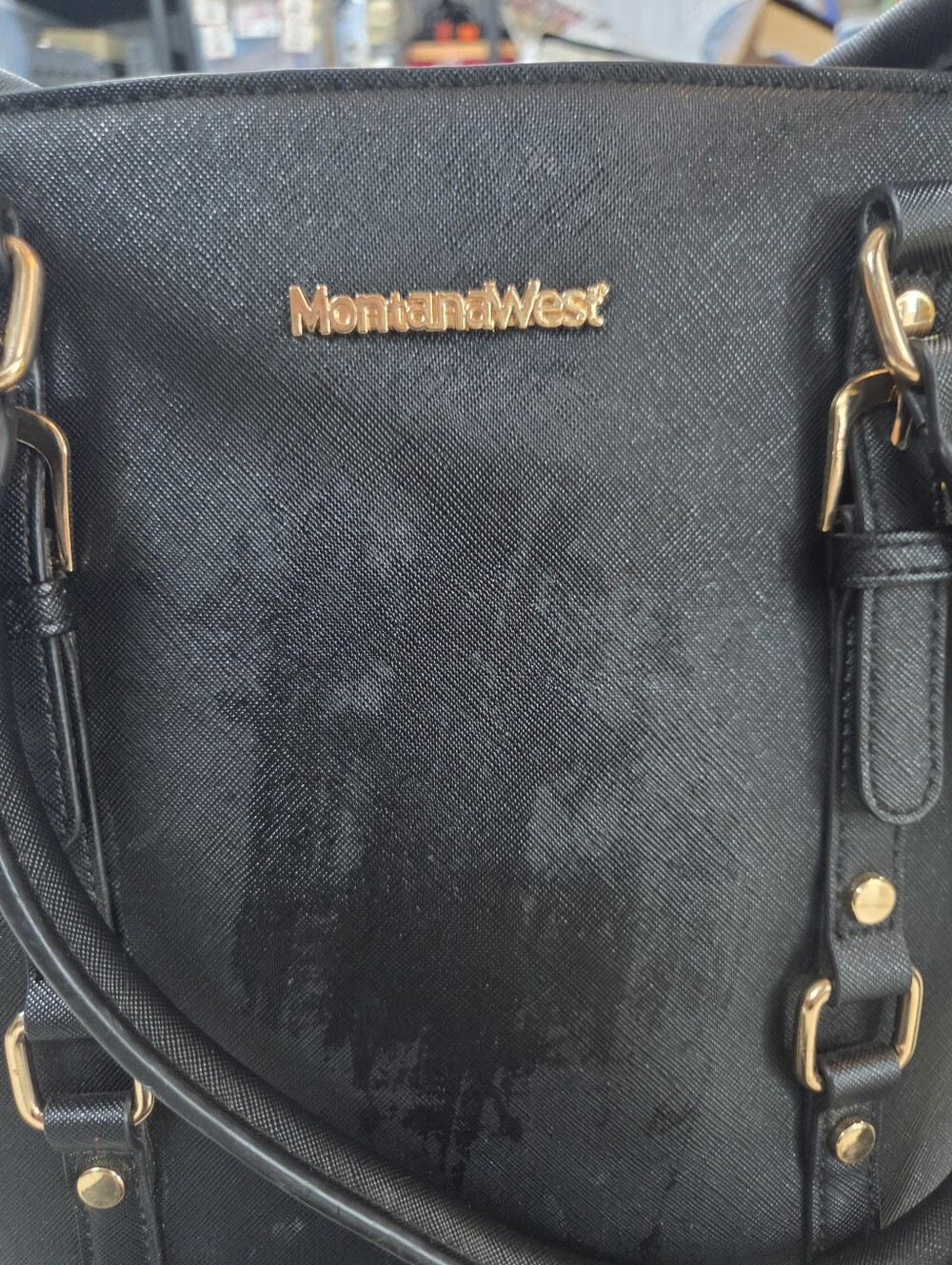 Montana West Black Shoulder Bag with Gold Hardware With Matching Wallet